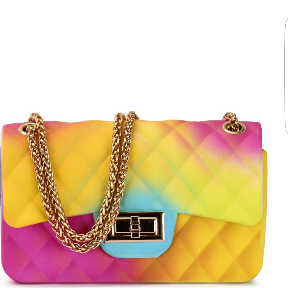Rainbow Quilted Silicone Crossbody